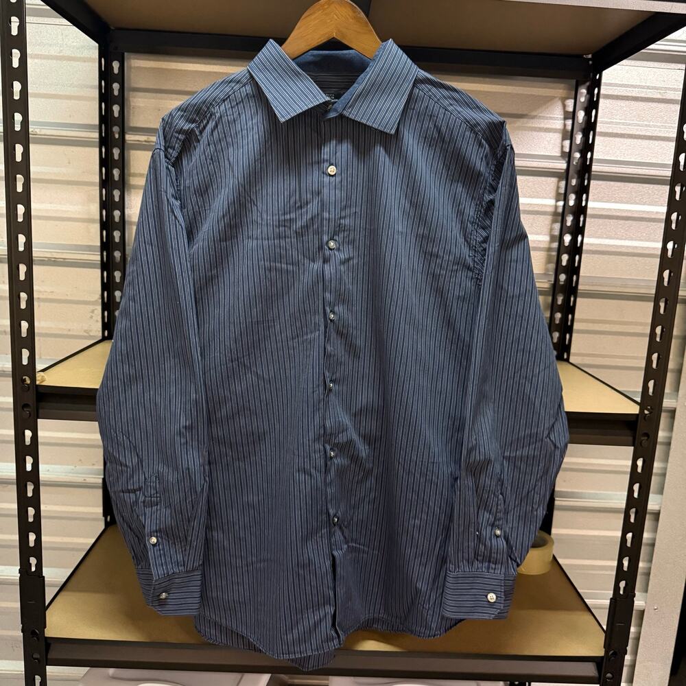 Perry Ellis Portfolio Blue Pinstripe Shirt Mens Size XL